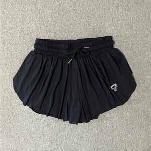 🔳 Luogongzi Black Pleated Flowy Athletic Shorts~Women’s Sm~Drawstring @ Waist